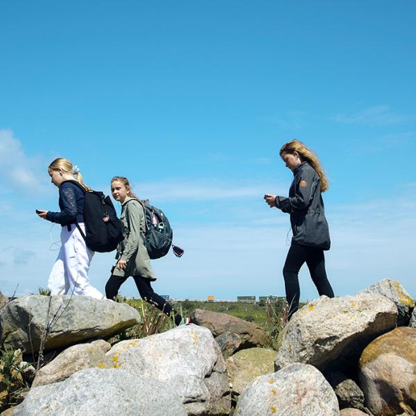 Børn på audiowalk i Rudkøbing